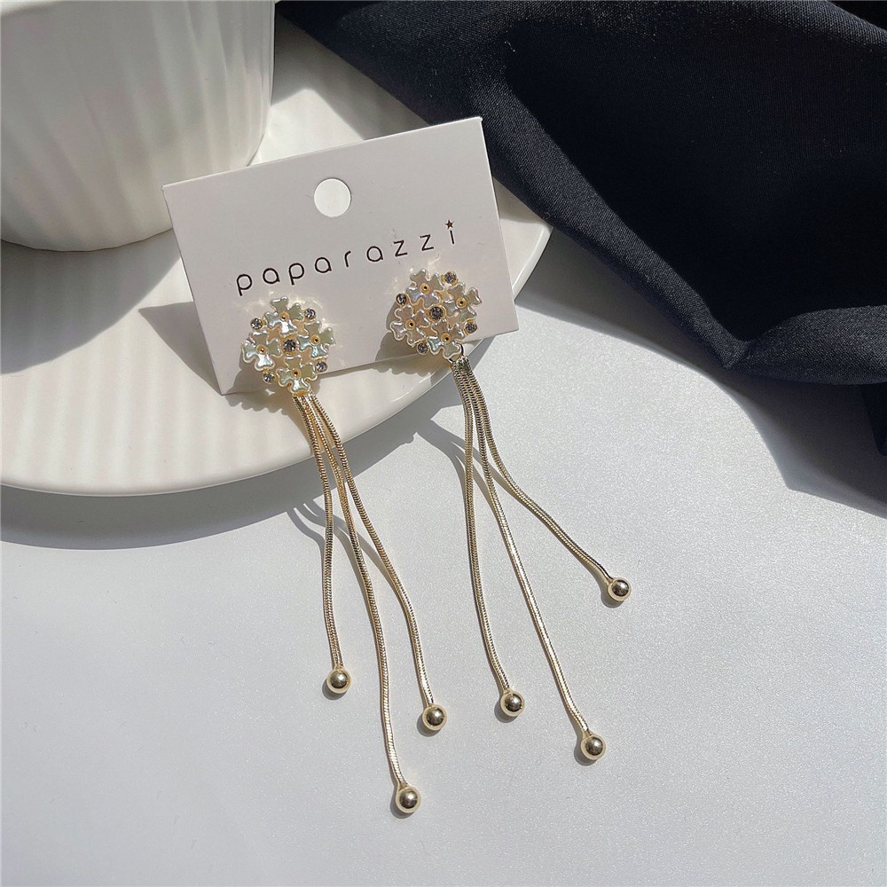 Khuyên Tai Dáng Dài Đính Ngọc Trai Pha Lê Thời Trang Thanh Lịch Cho Nữ