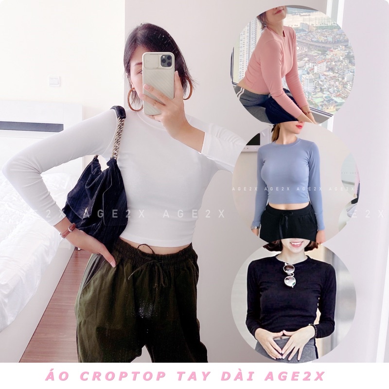 Áo croptop TAY DÀI chính hãng AGE2X hàng VNXK CHẤT LƯỢNG CAO