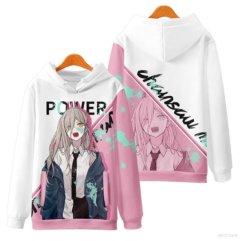Ag Áo Hoodie Tay Dài Chui Đầu In Hình Anime Power Hoody a