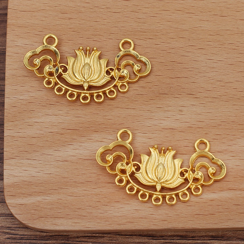 Phiến treo đúc họa tiết sen 22*43mm nguyên liệu làm trâm làm trang sức cổ trang cospaly cổ phụ có màu KC