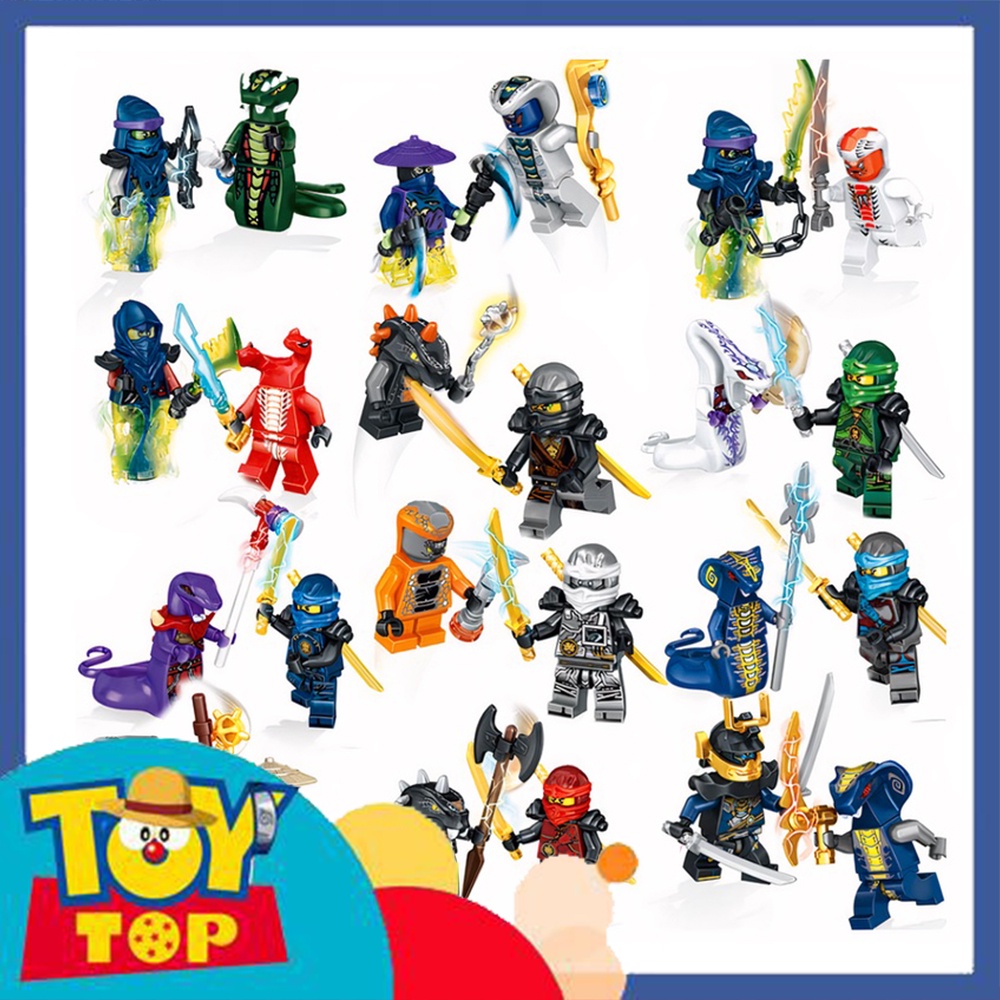 Đồ chơi lắp ráp ninja combo 24 mini nhân vật ninja và ác nhân rắn quái ma xếp hình mini LELE 31035