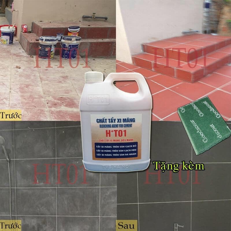 Chất Tẩy Xi Măng Ht01 Cực Mạnh Can 1,8l Tặng 2 Miếng Trà
