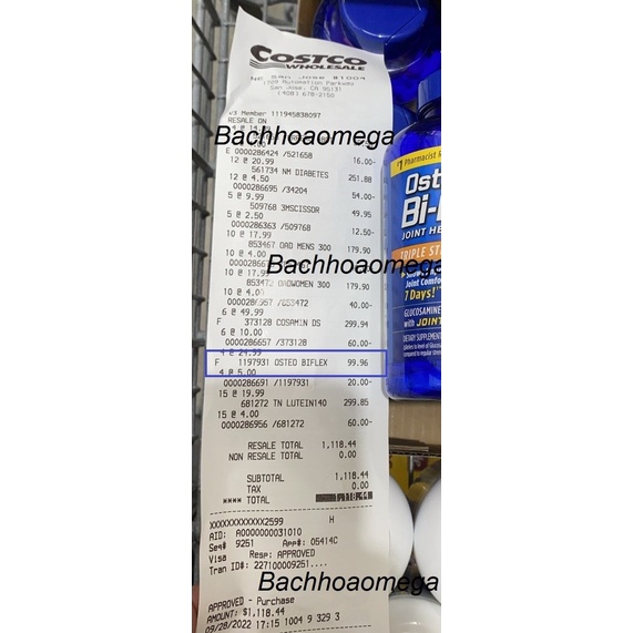 Osteo Bi-Flex Triple Strengh 200 viên bổ khớp osteo 200v của Mỹ