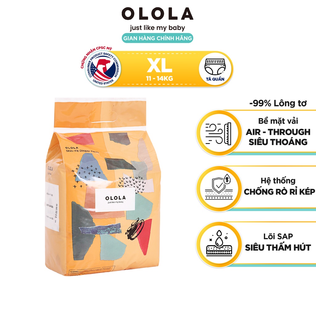 COMBO 3 Bịch Tã/Bỉm Quần Cao Cấp OLOLA Skin Fit Size XL 22 Miếng Hàn Quốc Cho Bé Mỏng Nhẹ, Chống Tràn, Thấm Hút Tốt
