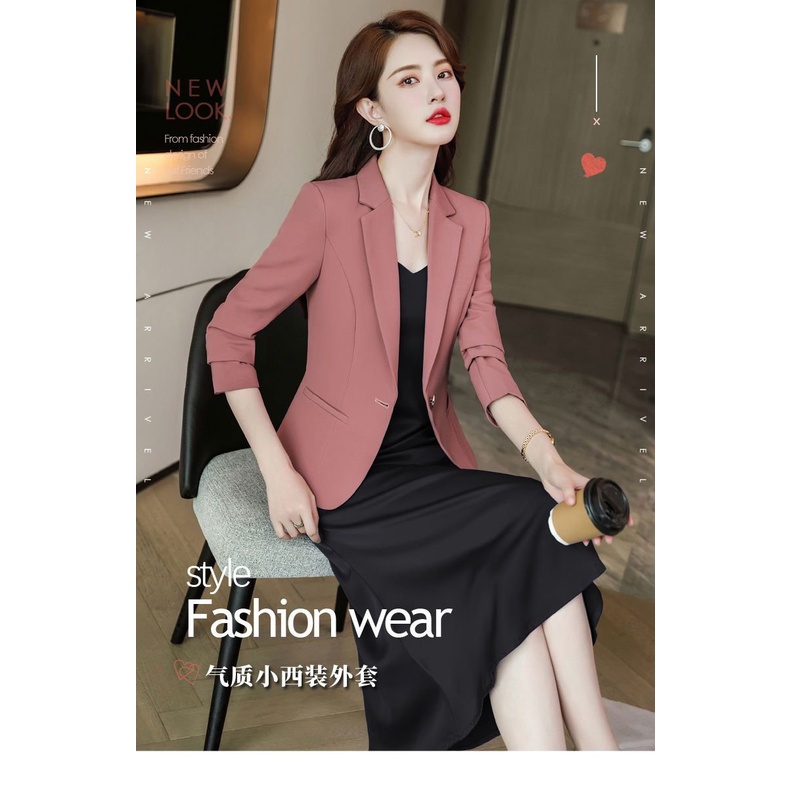 Áo Khoác Vest Ngắn Dáng Ôm Màu Hồng Thời Trang Xuân Thu 2022