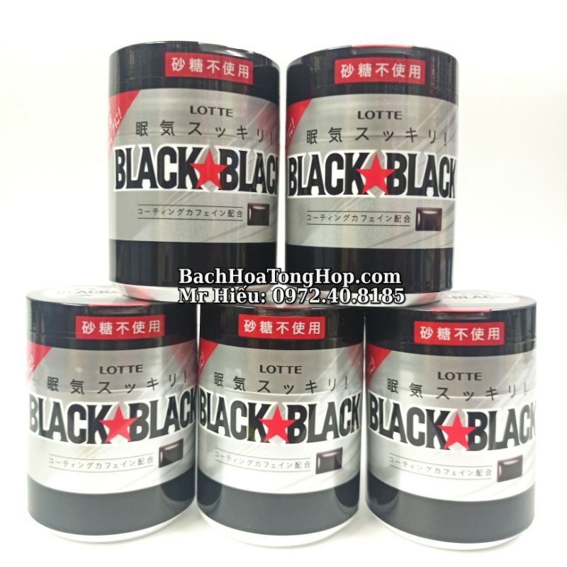 Kẹo cao su Lotte Nhật Bản Black & Black (kẹo chống buồn ngủ)