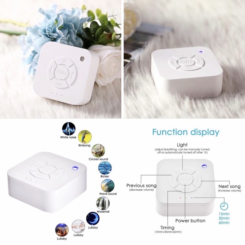 Máy Tạo Tiếng  Ồn Trắng 9 - 20 Âm Tròn_Máy white noise tạo tiếng ru giúp bé ngủ ngon