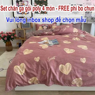 Set chăn ga gối 4 món nhập nhẩu cao cấp chất liệu poly cotton inbox shop chọn mẫu và kích cỡ nhé