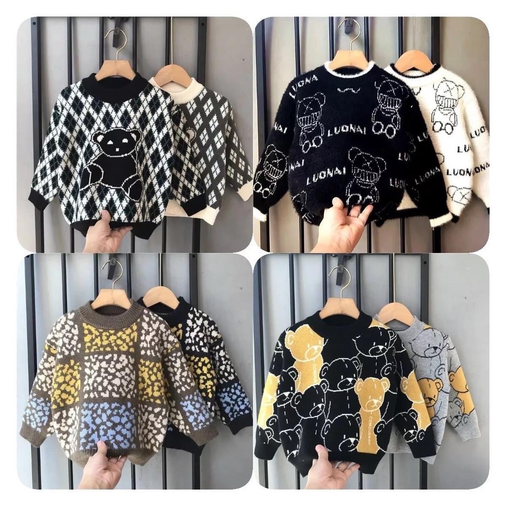 Áo len trẻ em bé trai, bé gái hàng quảng châu cao cấp tuyển chọn đủ size 8kg- 45kg