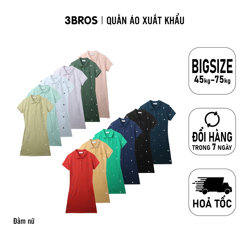 Đầm polo nữ cá sấu hoạ tiết trẻ trung , Váy polo nữ bigisze xuất khẩu - 3bros đầm cs hoạ tiết