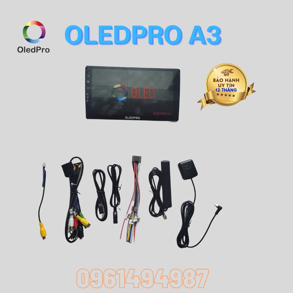 Màn hình android OLEDPRO A3 New 2023 Ram 2G Rom 32G có  Vietmap S1 quạt tản nhiệt điều khiển giọng nói thông minh