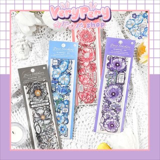 Set 3 tấm sticker hoa trang trí sổ tay, toploader