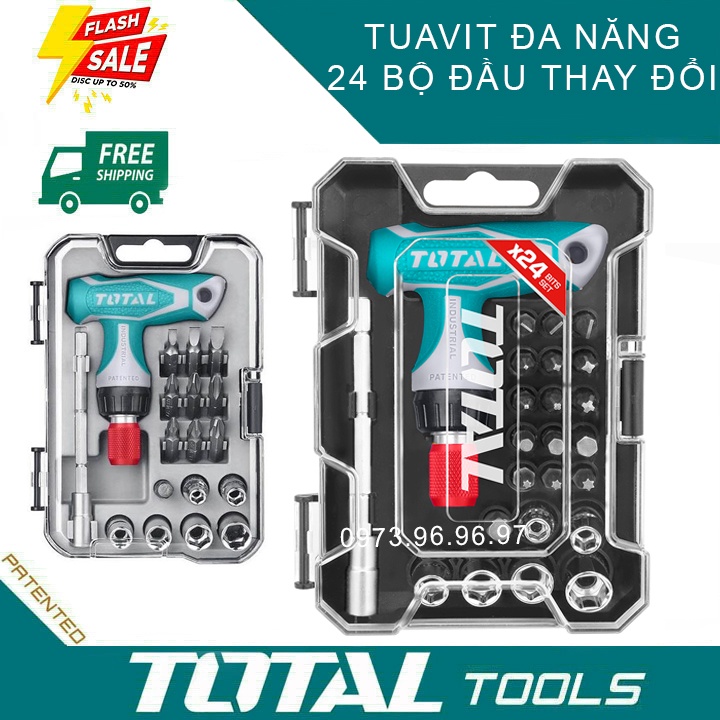 Tua vít đa năng 24 bộ đầu vít thay đổi, sửa chửa mạch vi tính các linh kiện ốc nhỏ tỉ mỉ .Sản phẩm chính hãng TACSD30186