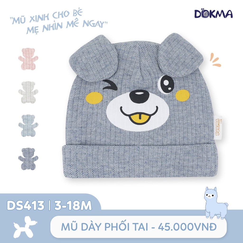 🌶 🌶 🌶 Mũ sơ sinh bo dày phối tai Dokma DS413
