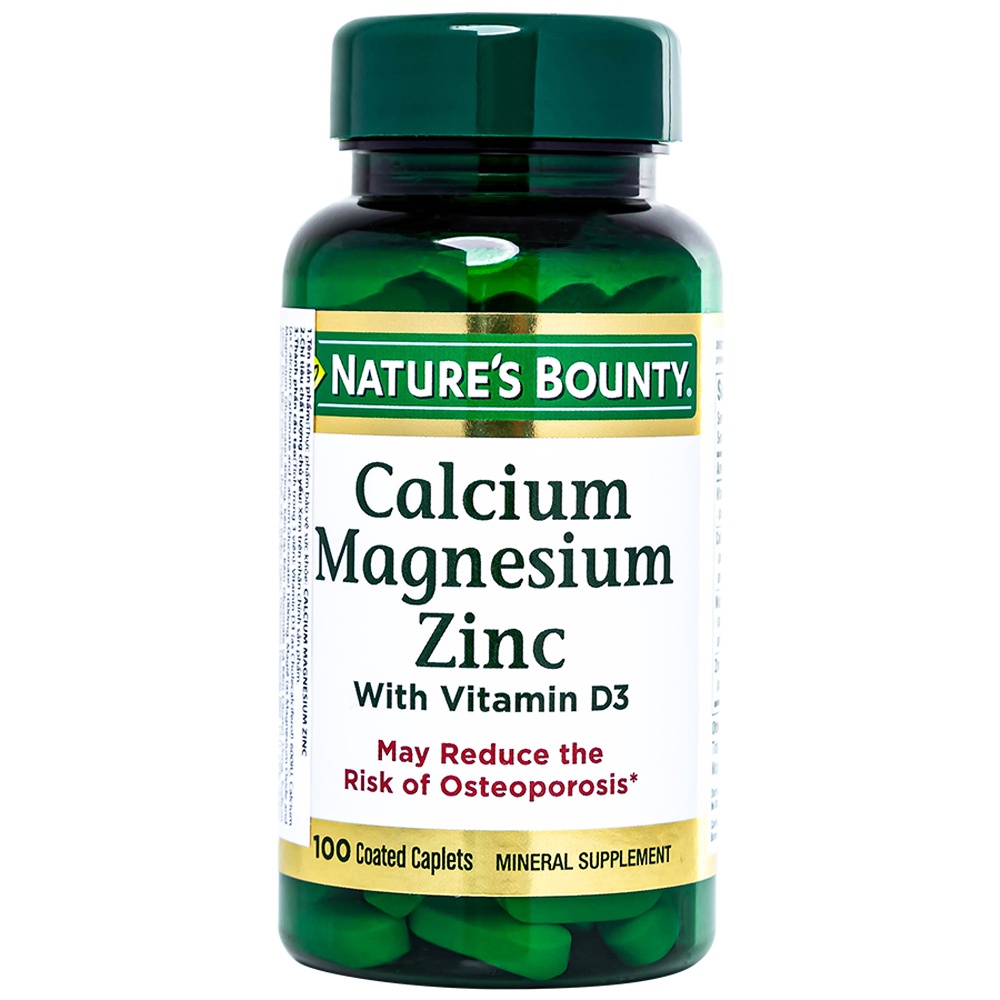 Calcium Zinc (L/100V) - Viên Uống Bổ Sung Canxi, Ngừa loãng xương, hỗ trợ cơ bắp - Thương Hiệu Nature's Bounty