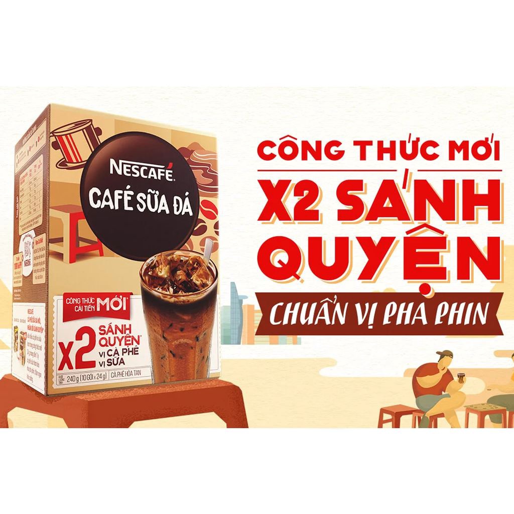 Combo 5 hộp Cà phê hòa tan NESCAFÉ cà phê sữa đá  / Cafe hòa tan NESCAFE cà phê sữa đá 240g