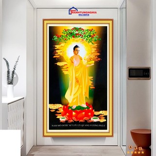 Tranh đính đá dược sư lưu ly quang vương phật 80cm x 50cm