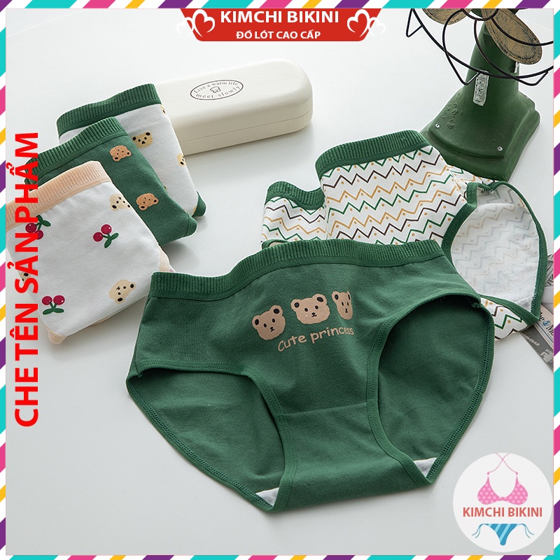 Quần lót nữ cotton cạp to kháng khuẩn KIMCHIBIKINI quần nót nữ cao cấp in hình dễ Thương QL037