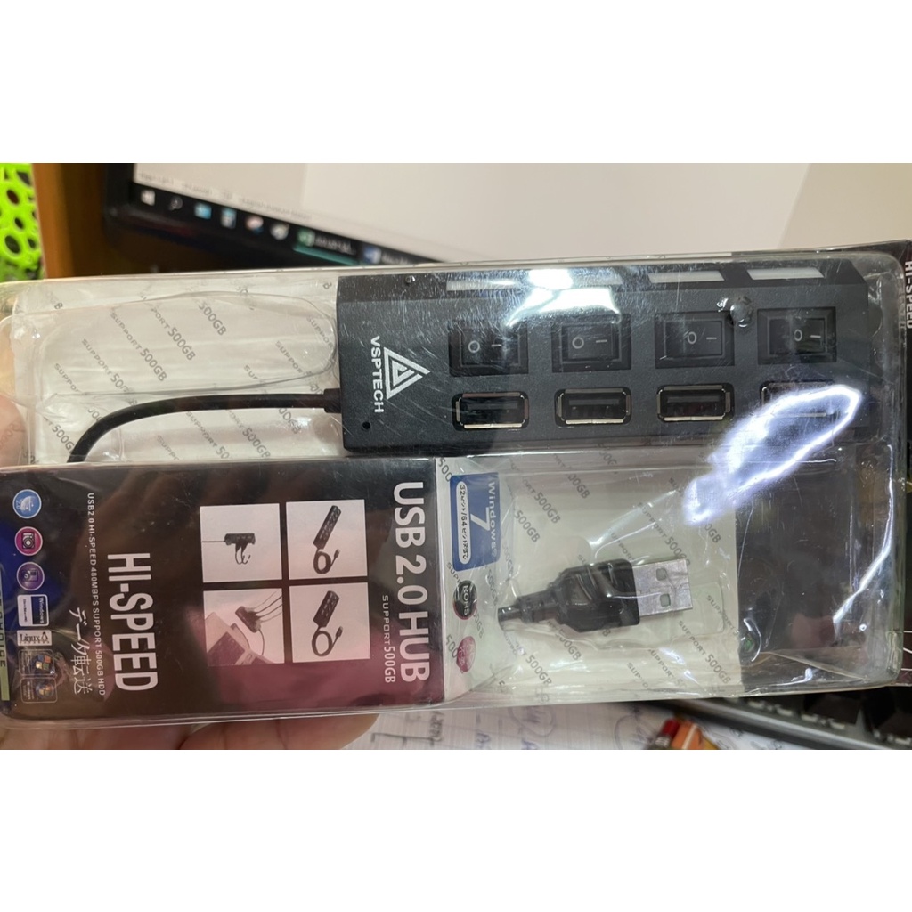 HUB Chia Nhiều Cổng Usb Có Công Tắc Điều Chỉnh Nguồn Điện Usb 2.0 Dành Cho Máy Tính Pc.