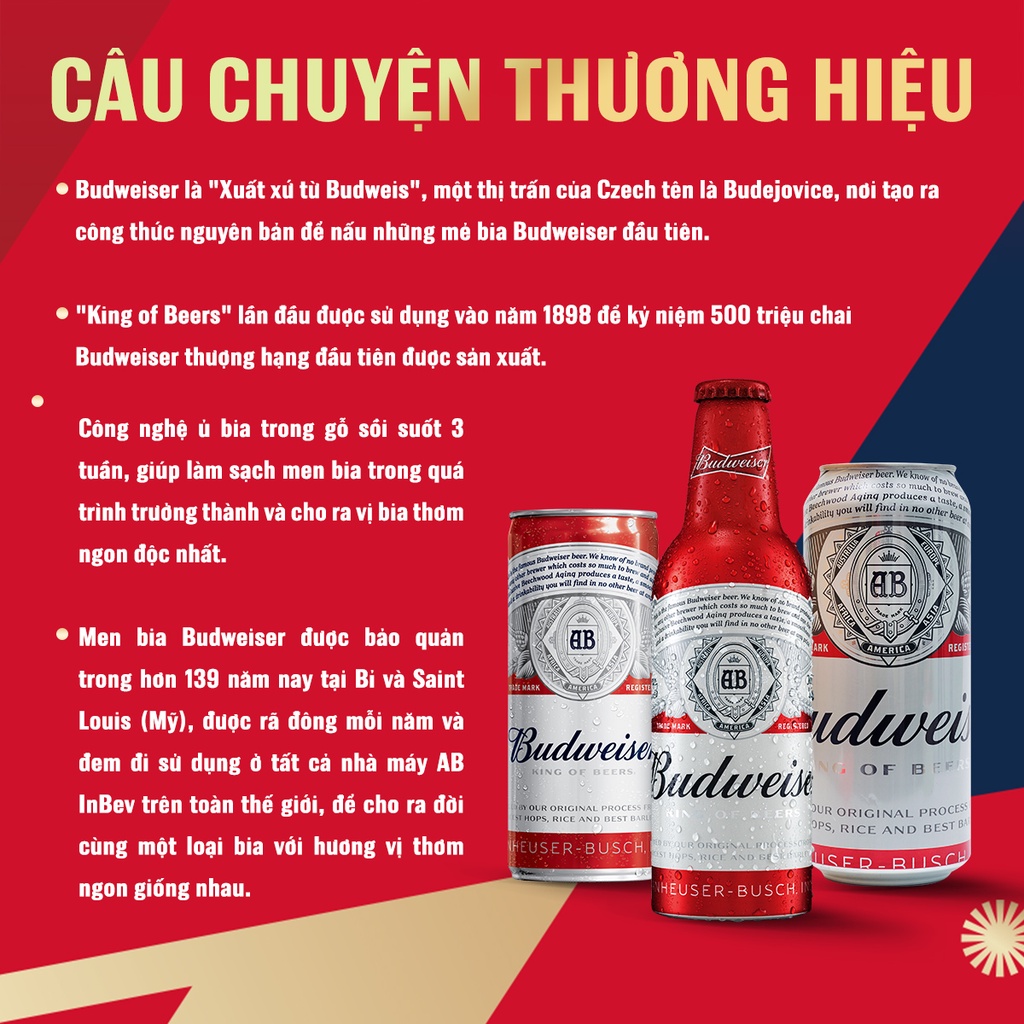 Thùng 24 Lon Bia Budweiser Sleek Can Chính Hãng (330ml/ lon) - phiên bản FIFA World Cup