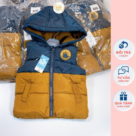 Áo Phao Gile Lót Nỉ Có Mũ Bé Trai Bé Gái Hàng Xuất Dư Siêu Nhẹ Cho Bé 10-25kg