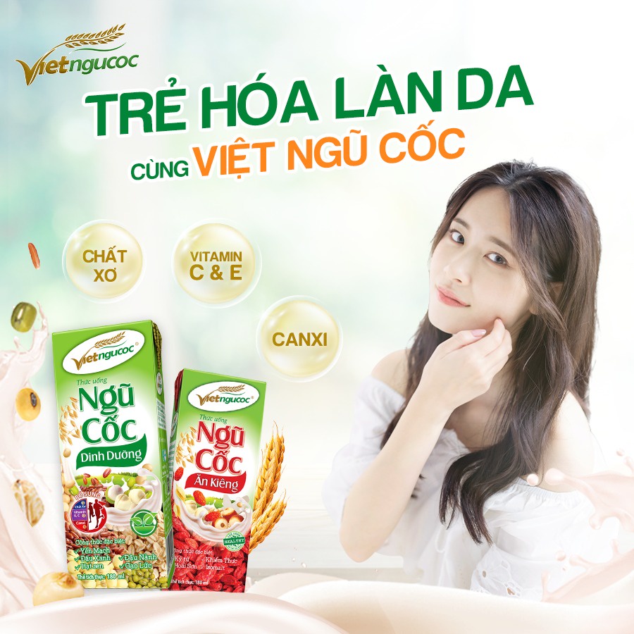 Combo 5 Lốc Sữa Ngũ Cốc Dinh Dưỡng VIỆT NGŨ CỐC Hương Dừa Thơm Béo Uống Liền 180ml/Hộp