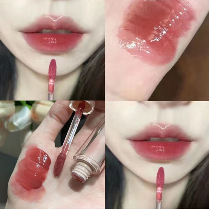 HERORANGE® Son Bóng Dưỡng Ẩm Lâu Trôi Mềm Mượt Thiết Kế Vỏ Hình Ly Trà Băng Độc Đáo