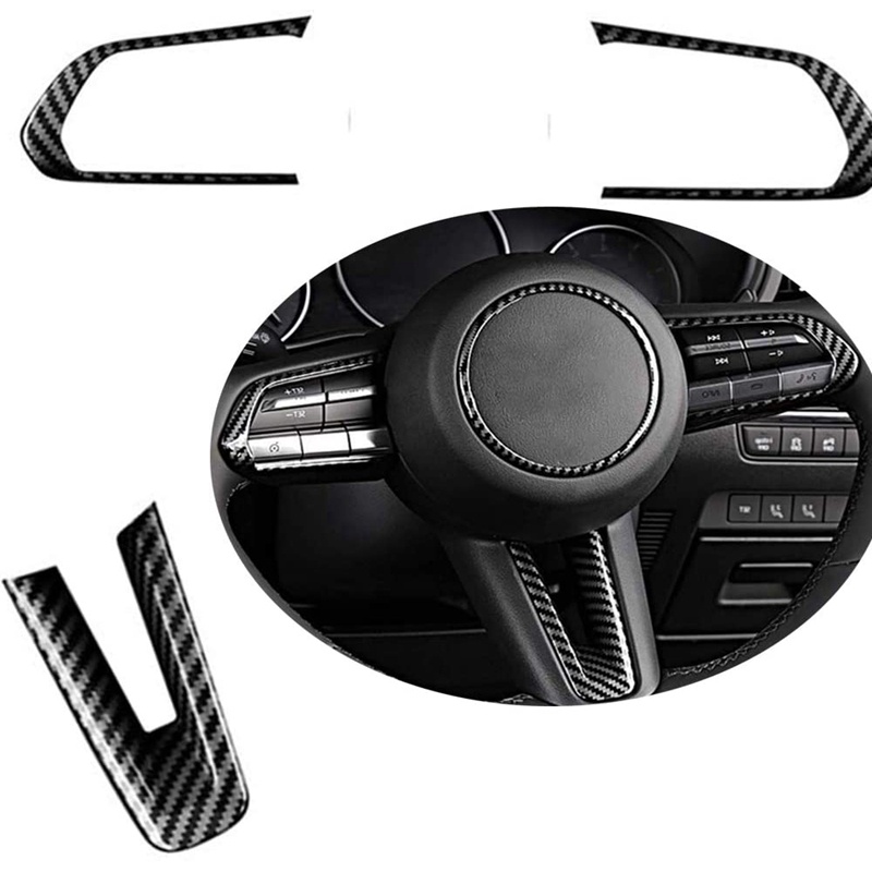 Bộ 4 Khung Viền Vô Lăng Xe Hơi Bằng Sợi Carbon Cho Mazda 3 Cx-30 2019 2020