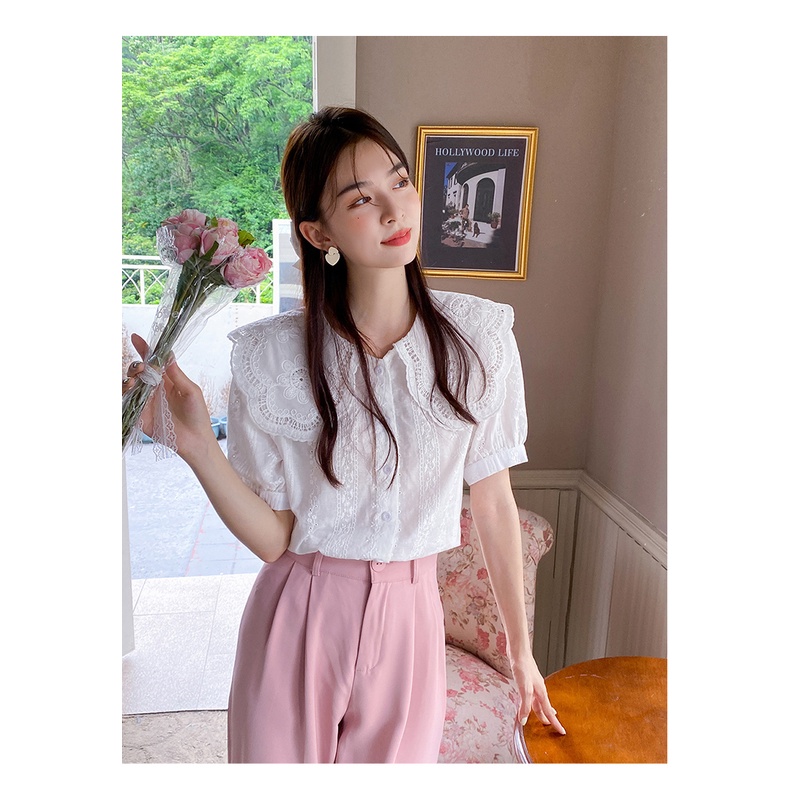 Áo Sơ Mi Ngắn Tay Thêu Ren Phong Cách Mới 50577