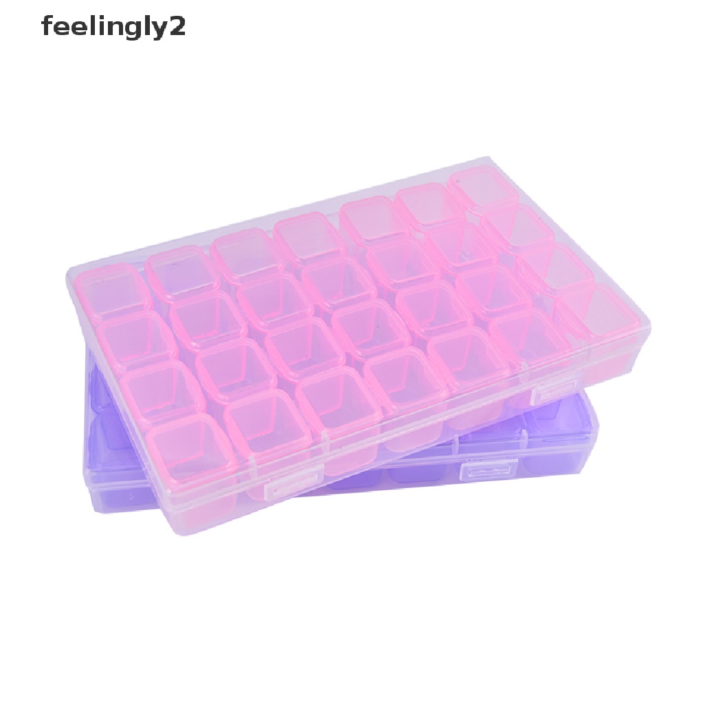 Hộp Trong Suốt 28 Ngăn Đựng Phụ Kiện Trang Trí Móng Tay