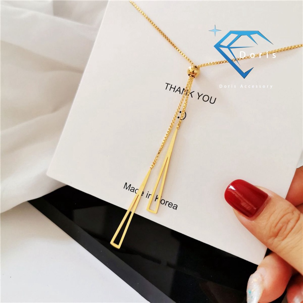 Dây chuyền nữ Doris titan 2 thanh rỗng rút dây Gold / Silver / Rose Gold TT5142