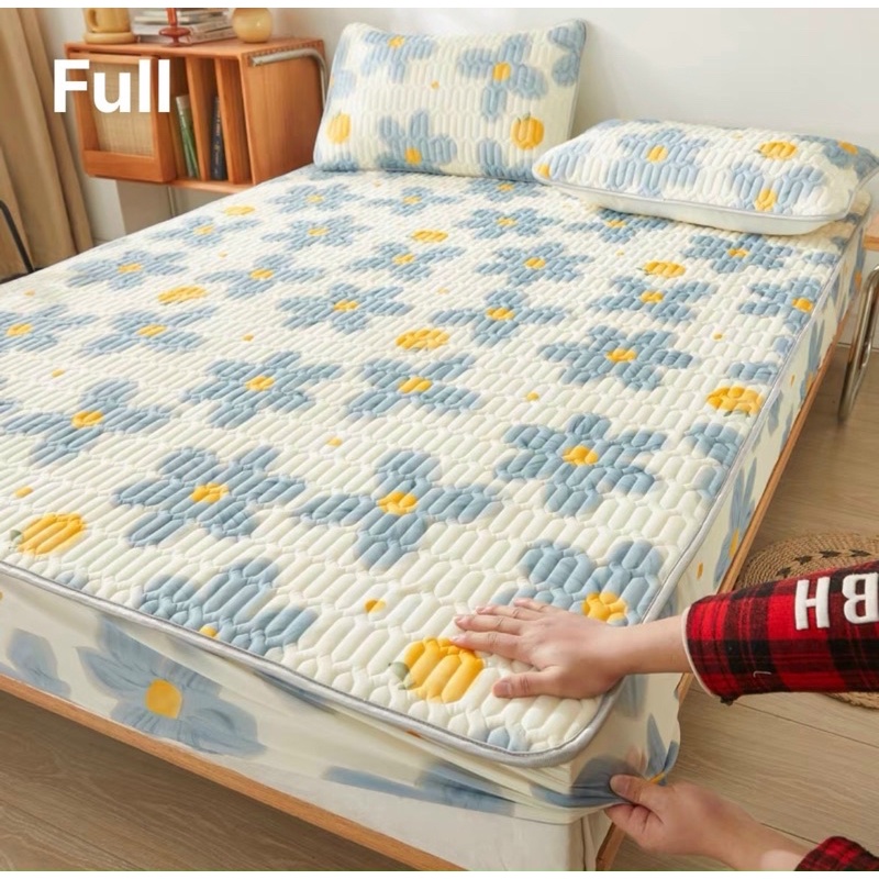 Chiếu điều hoà mủ cao su non bo chun bọc đệm vải lụa mát cao cấp