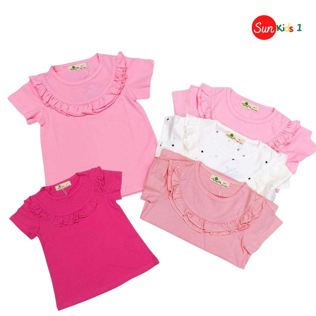 Áo thun cho bé gái size 1-10 tuổi, áo phông bé gái chất cotton viền ngực đẹp, mềm mát thấm hút tốt- SUNKIDS1