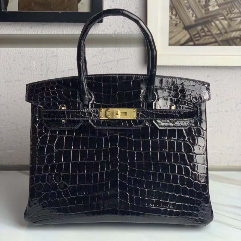 Túi xách Hermes Birkin da cá sấu màu đen size 30