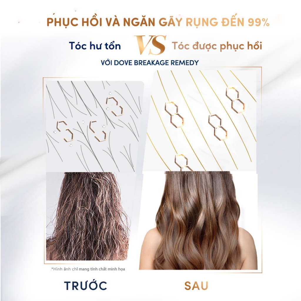 Combo Dầu gội và Kem Xả Serum 2 trong 1 Dove Hair Therapy Phục hồi và Ngăn gãy rụng 380ml, 230 ml