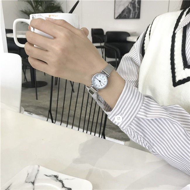 Đồng Hồ Đeo Tay Mặt Tròn Nhỏ Đơn Giản Dành Cho Nữ YKD OUYOU