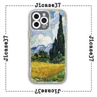 Ốp lưng iphone và samsung xiaomi oppo cạnh vuông Jicase van gogh cánh đồng 