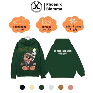 Áo hoodie unisex form rộng phoenix blomma gấu ak.