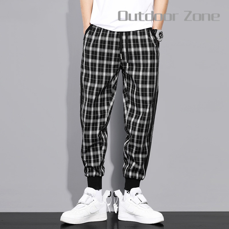 Quần Jogger Họa Tiết Caro Dáng Rộng Phong Cách Hàn Quốc Thời Trang Cho Nam