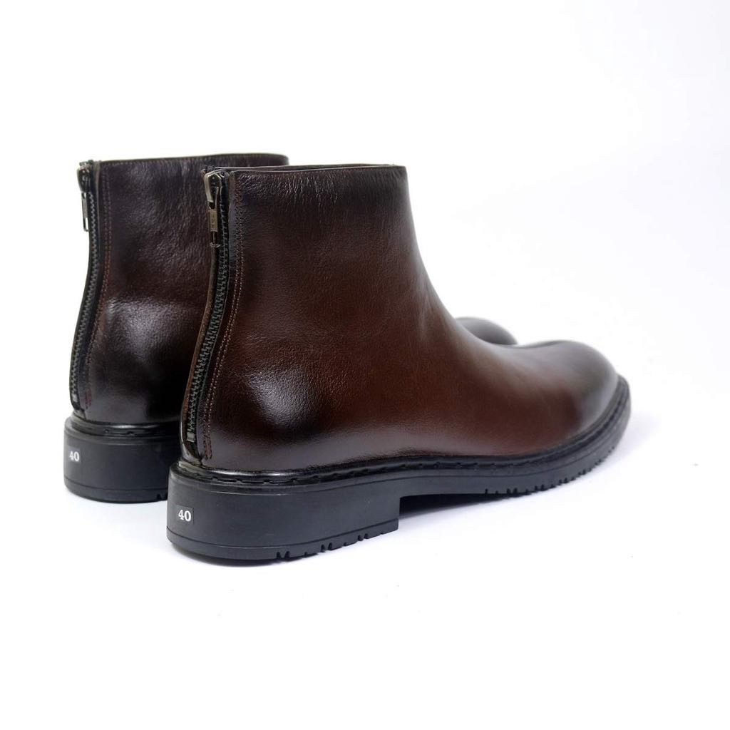 Zip boots khoá kéo nâu da bò, zipboots, chelsea boots khoá kéo