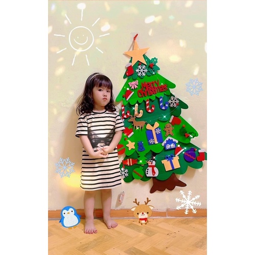 Cây thông noel vải dạ, vải nỉ 32 chi tiết, đồ trang trí giáng sinh
