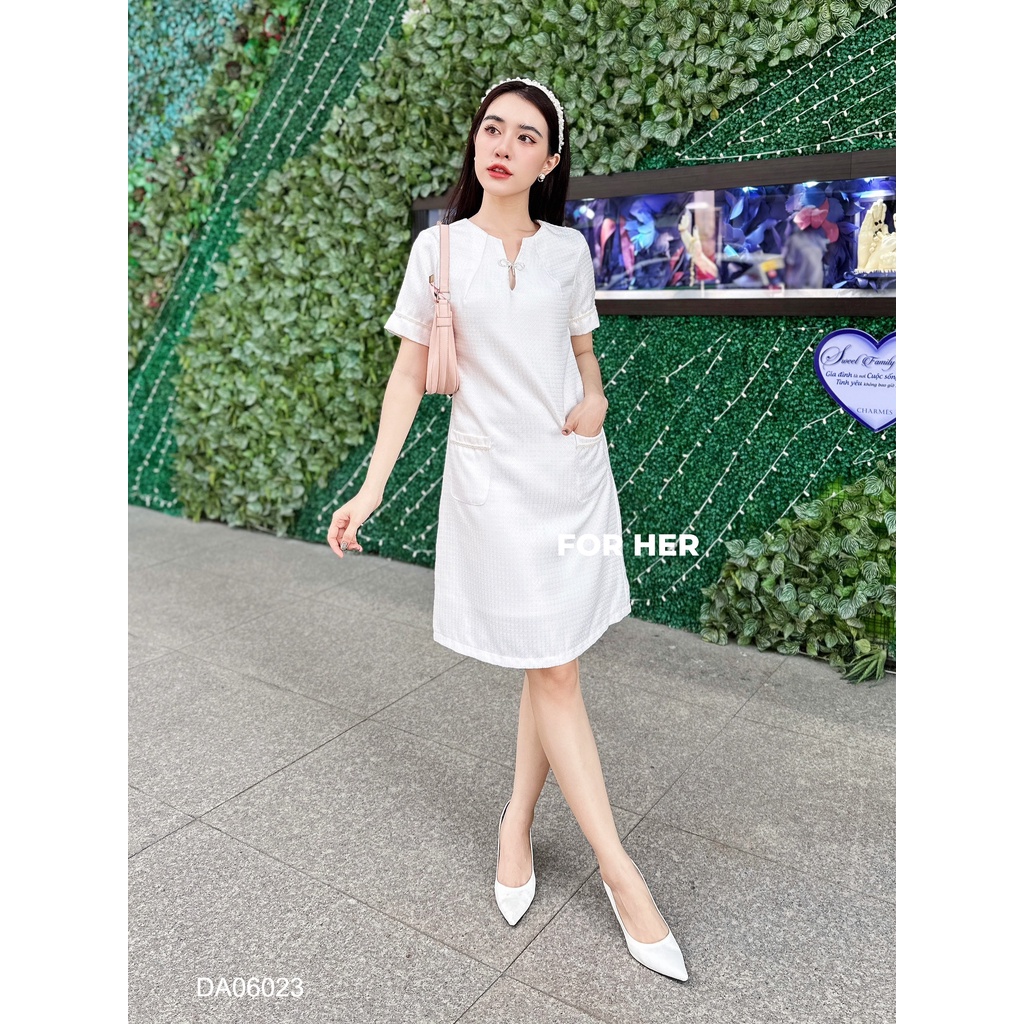 Đầm suông 2 túi tiểu thư phong cách Hàn Quốc DA0602