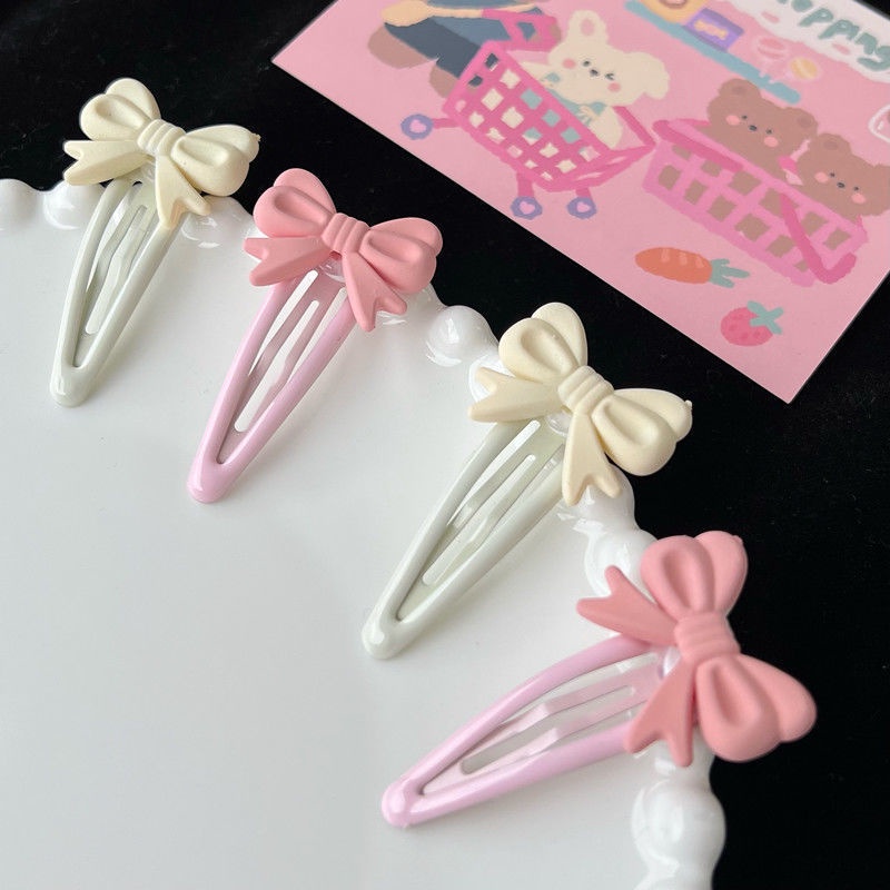 Kẹp Tóc Hình Nơ Màu Kem Ngọt Ngào Dễ Thương Phong Cách Hàn Quốc Cho Nữ