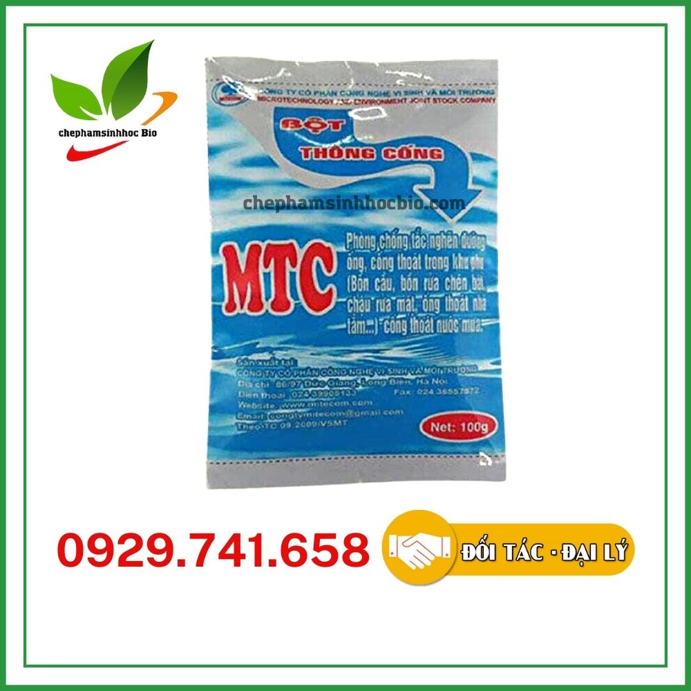 Combo 2 gói. Bột thông cống MTC. Xử lý các hầm cầu, cống, bồn rửa chén. Gói 100g