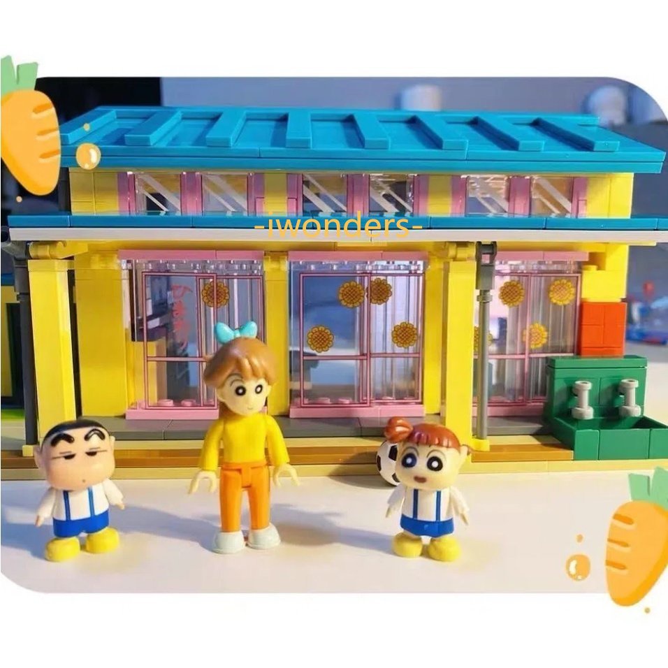 Crayon Shinchan Đi Học Khối Xây Dựng Crayon Shinchan Mua Meatutaba Mẫu Giáo Hoạt Hình Sáng Tạo Tự Làm Đồ Chơi Kids education toys