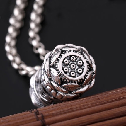 Mặt Dây Chuyền Bạc Hình Mèo May Mắn Phong Cách Shurangama Mantra Độc Đáo Đơn Giản Cho Nam Và Nữ