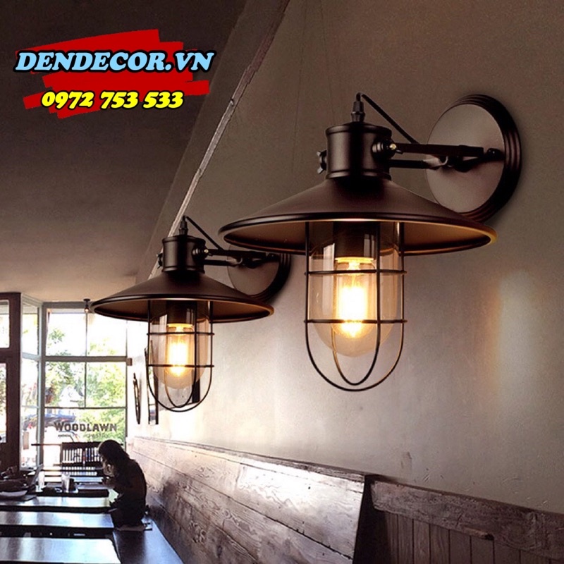 Đèn treo tường Vintage phòng nổ lồng kính đèn cột ngoài trời Retro D280