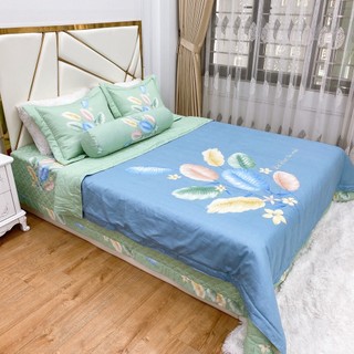 Bộ ga phủ Hàn Quốc chất cotton mát, set 5 món
