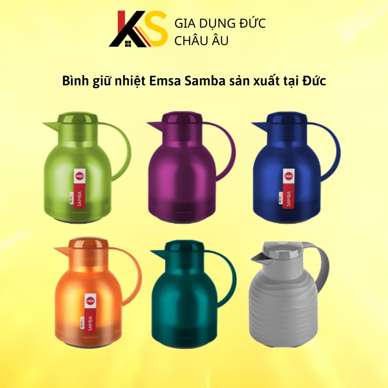 Bình giữ nhiệt cao cấp Emsa Samba 1 lít, giữ nóng 12h, giữ lạnh 24h nhập khẩu Đức