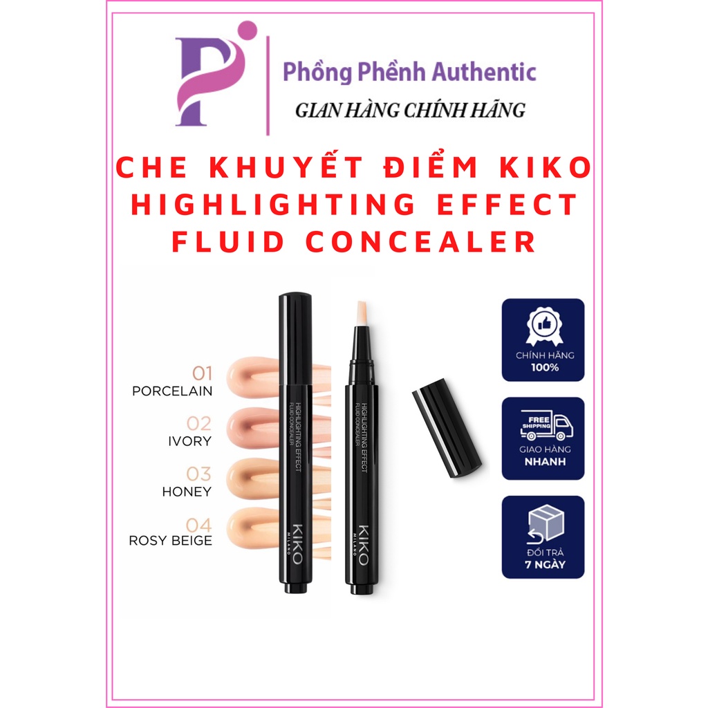 CHE KHUYẾT ĐIỂM VÀ BẮT SÁNG KIKO HIGH LIGHTING FLUIDE CONCEALER 02